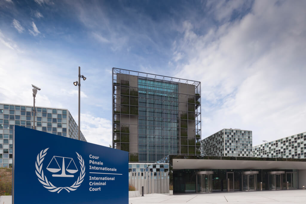 exterior of the recently opnened new premises of the International Criminal Court (ICC) in The Hague.